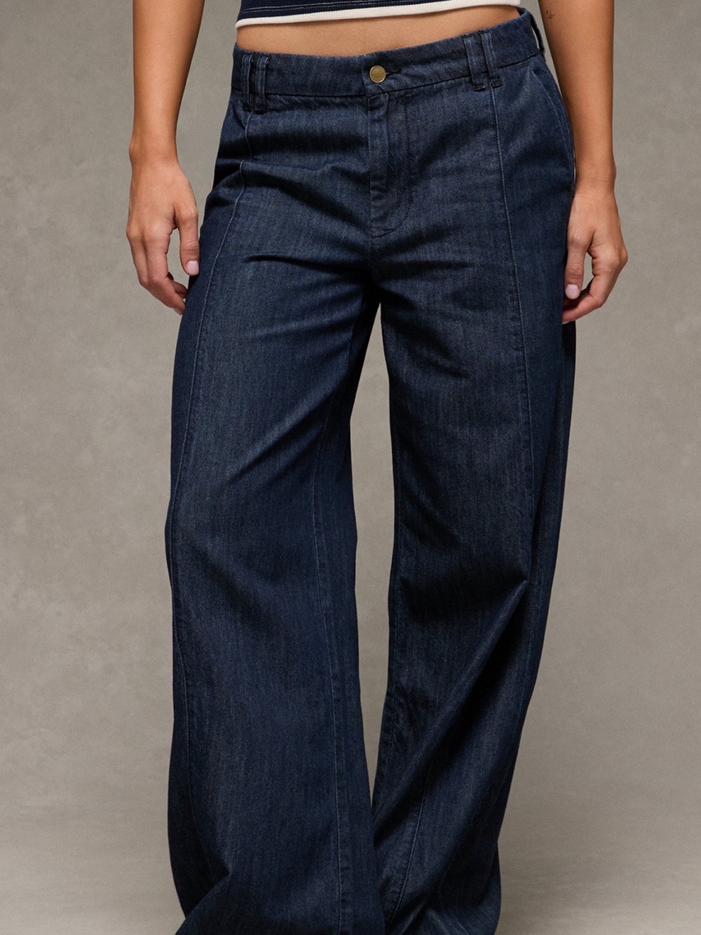 American Eagle Outfitters Dark Blue High-Rise Wide Leg Jeans